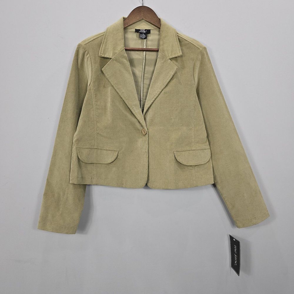 NEW Me Jane‎ Corduroy Blazer Jacket XL Green Short Button Goblincore Y2K 90s NWT